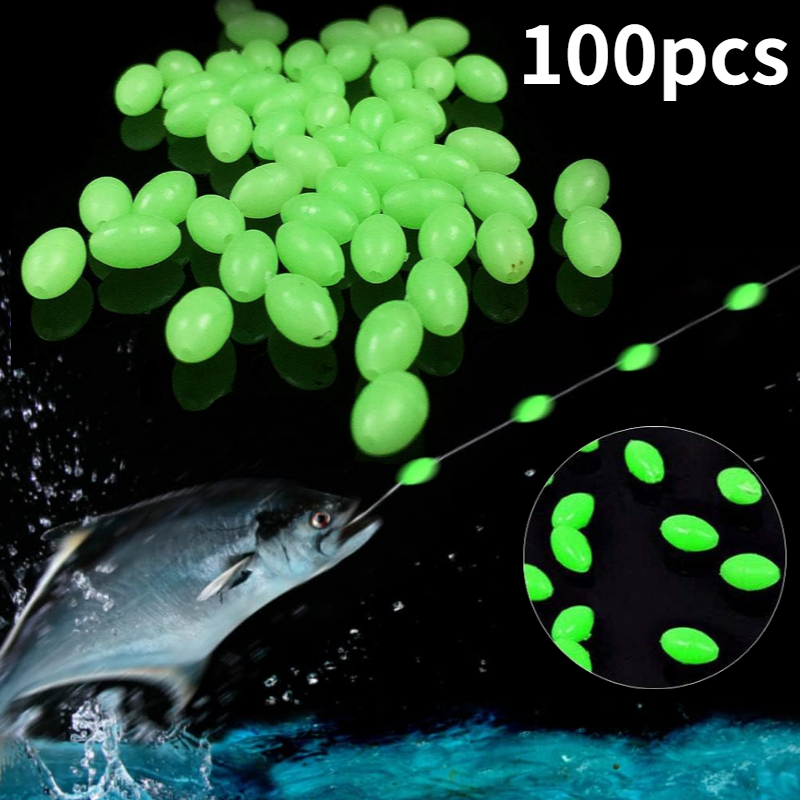 Night Float Fishing - 100 pz/lotto Ovale Notte Luminosa Perline