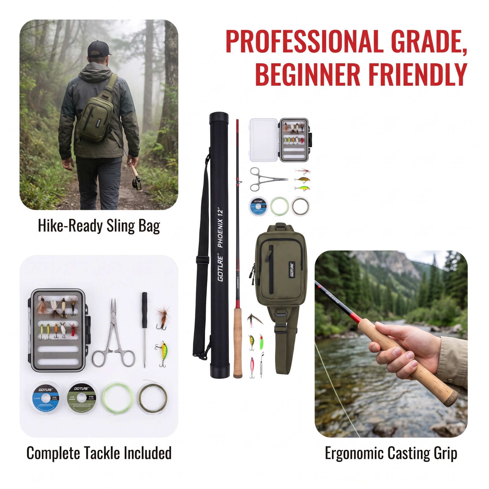 Fly Fishing Set - Goture Set Canna da Pesca a