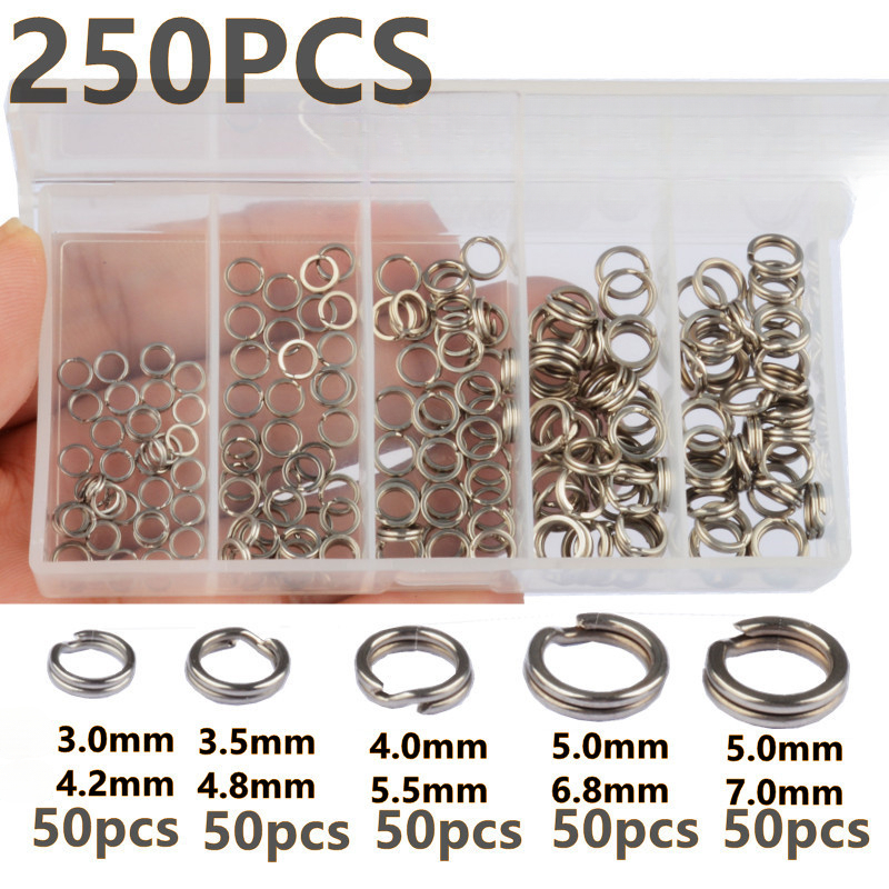Fishing Equipment Usa - 250 Pezzi 5 Misure Anelli Spaccati